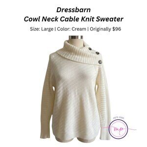 NEVER Worn Before Dressbarn Cowl Neck Cream Cable Knit Sweater | Size L